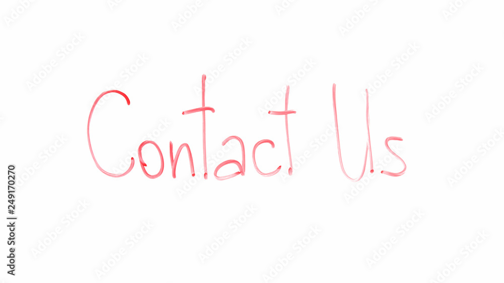 Contact us phrase written on glass, support service help to client, feedback