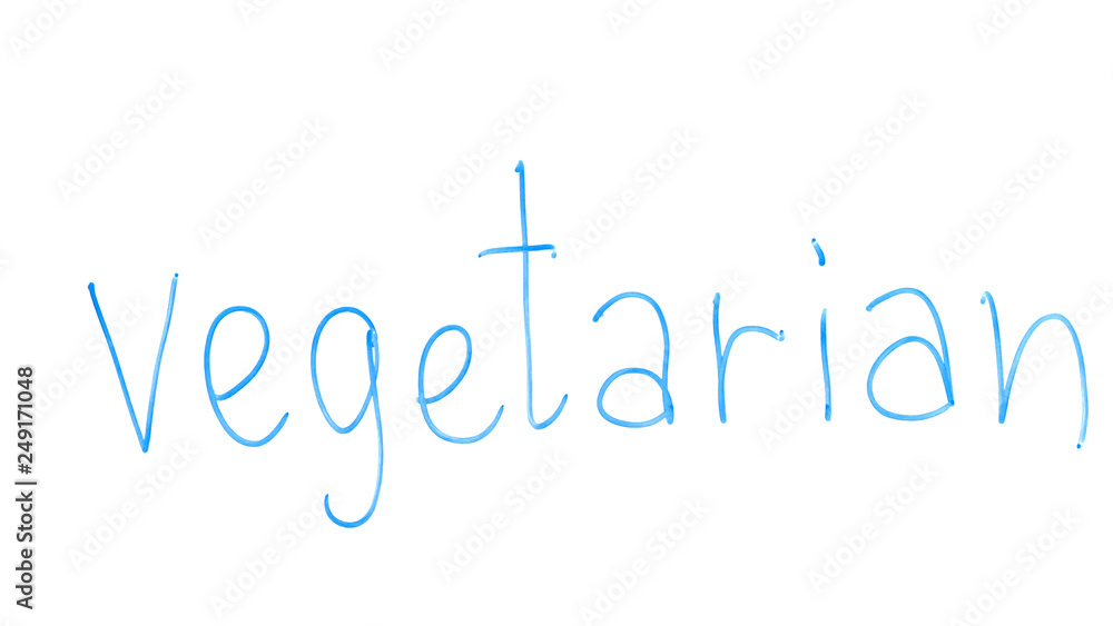 Vegetarian word written on glass, living style, refrain from animal products