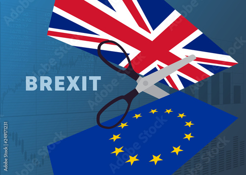 Brexit concept with scissors.