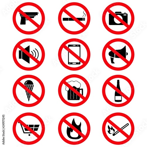 Set of the prohibition signs of icons