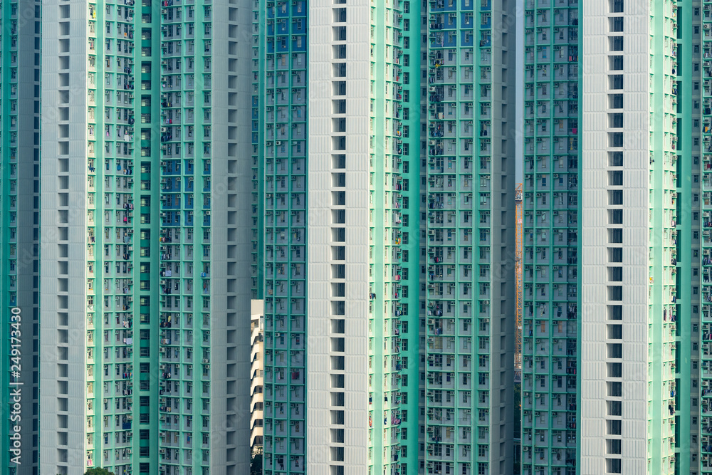 Building facade of real estate in Hong Kong Building facade of real estate in Hong Kong