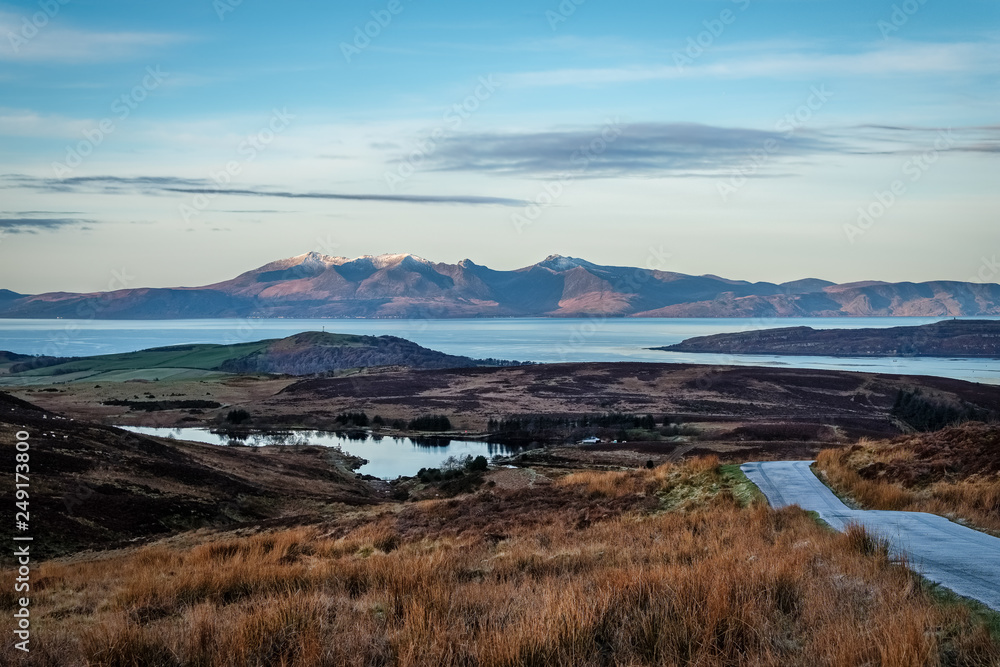 Arran from a Wintery Dalry Moor Just as the Sun was Comming Up Behind thre Camera Arran from a Wintery Dalry Moor Just as the Sun was Comming Up Behind thre Camera