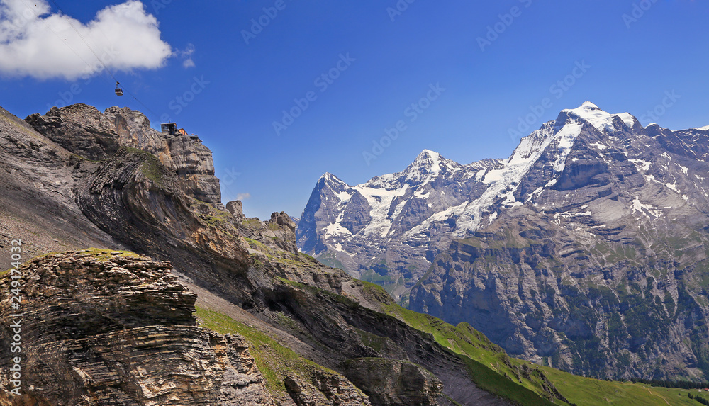 Eiger, Monch and Jungfrau mountains, Switzerland Alps