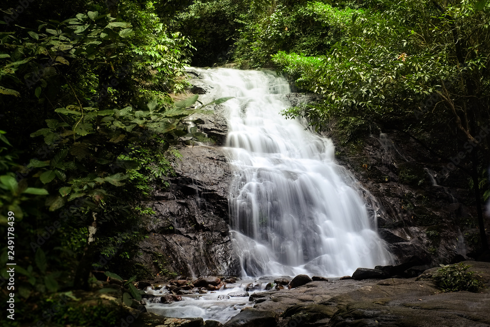 Waterfall in tropical forest around the wild jungle, Asia, Thailand, Ton Chong Fa Waterfall Waterfall in tropical forest around the wild jungle, Asia, Thailand, Ton Chong Fa Waterfall