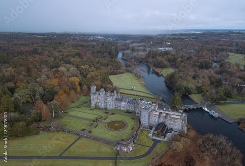 Ashford castle aerial view. Ireland. November 2018 photo