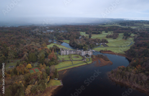 Ashford castle aerial view. Ireland. November 2018