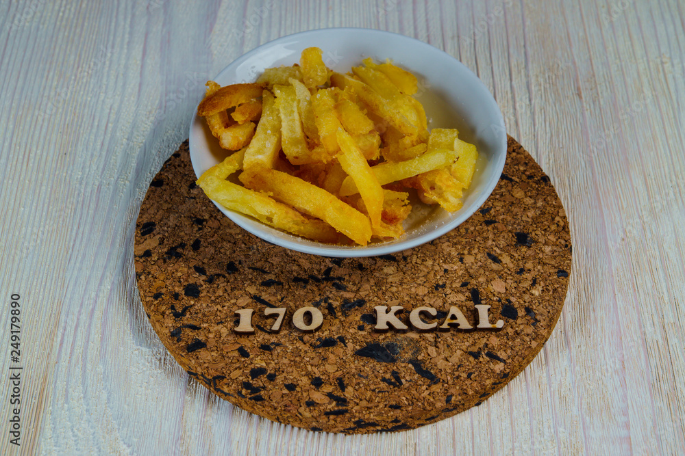 calorie foods french fries 170 kcal 100 grams diet Stock Photo Adobe