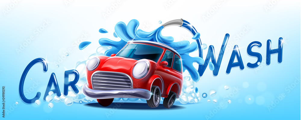 Stunning Car Wash Illustration Scene for Desktop