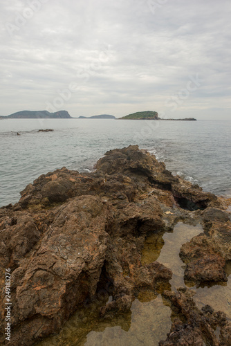 The coast in Santa Eulalia a cloudy day, Ibiza photo