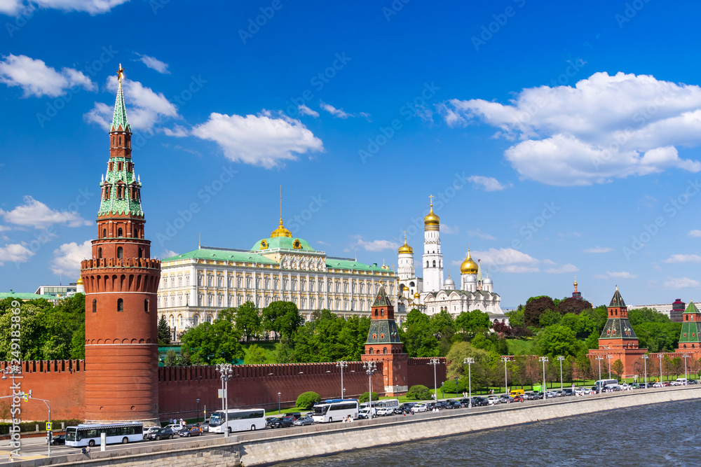 View of the Moscow Kremlin from the embankment of the Moscow River