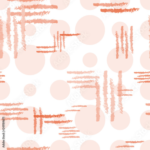 Abstract shapes seamless background. Living coral and light colors. Vector Eps10