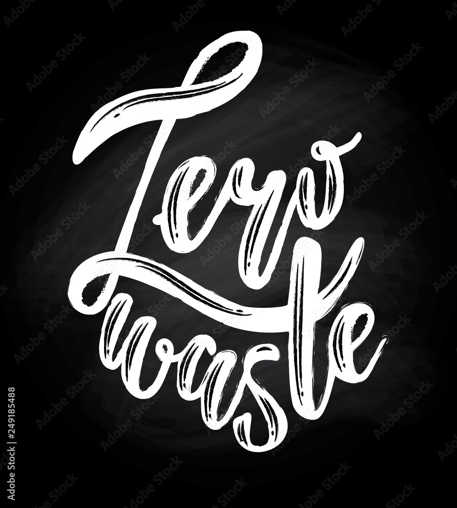 Fototapeta premium Zero waste handwritten text title sign