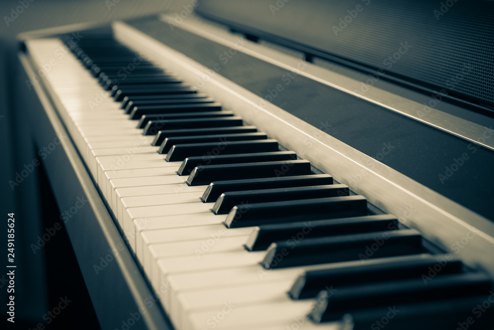 Piano keys closeup for electronic music production Piano keys closeup for electronic music production