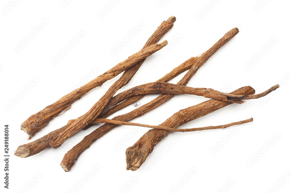 licorice roots isolated on white background licorice roots isolated on white background