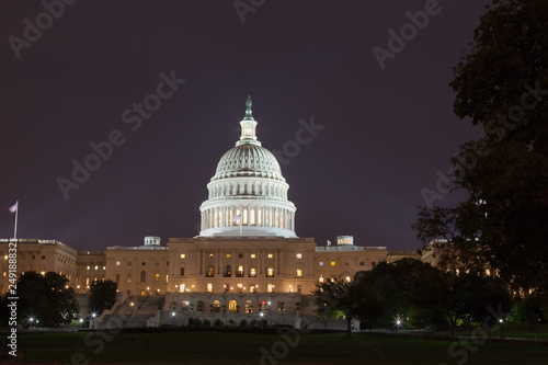 US Capitol building at night in summer. Washington DC. USA