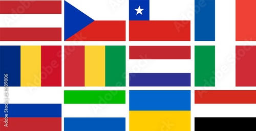 national flags of several countries in compliance with the size and colors Yemen, Italian, Romanian, Ukraine, Sierra Leone, Russian, France, Chilie, Guinea, Holland, Austria, Chech 