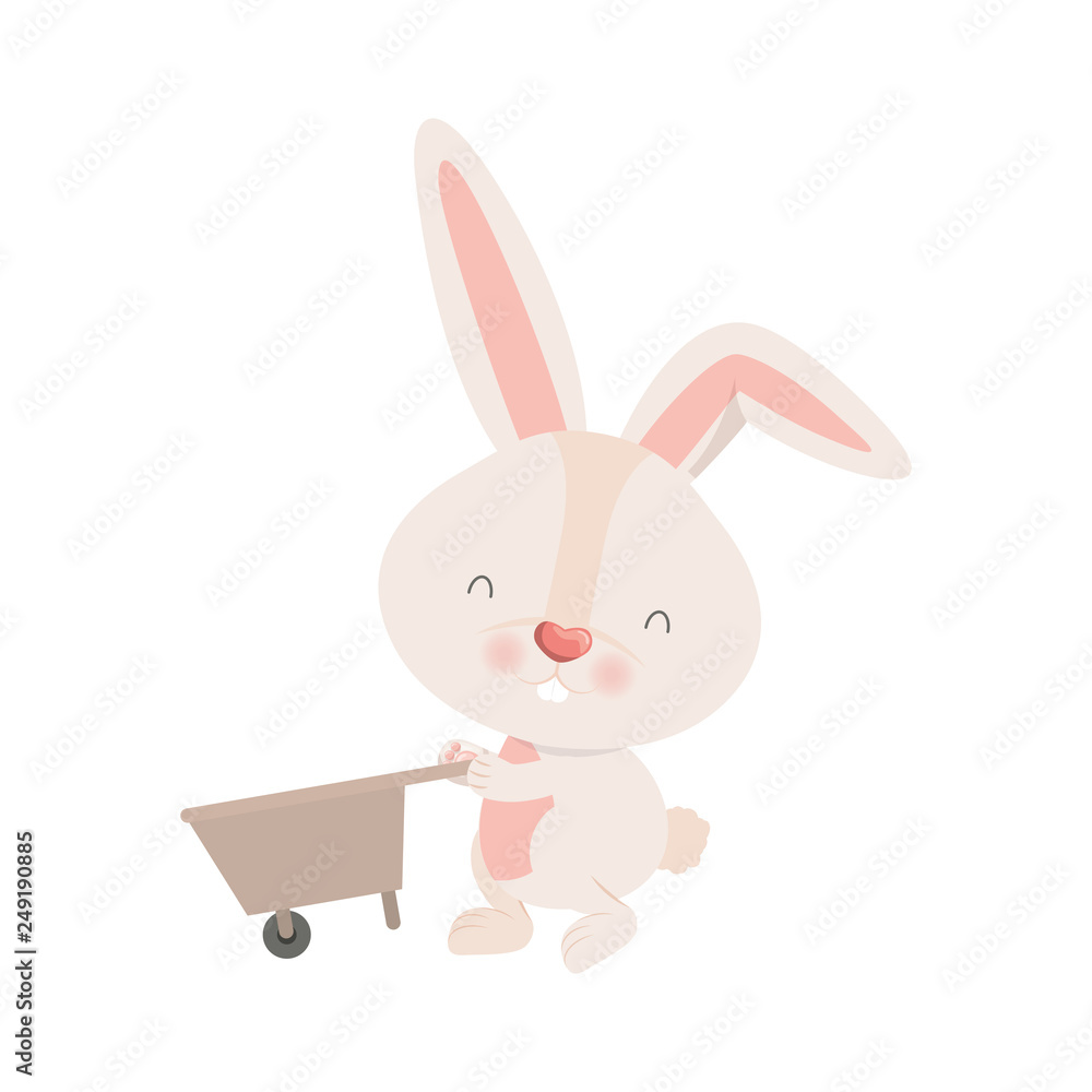 bunny with wheelbarrow isolated icon bunny with wheelbarrow isolated icon