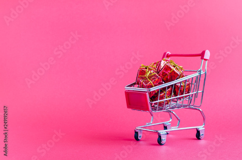Small shopping cart with presents