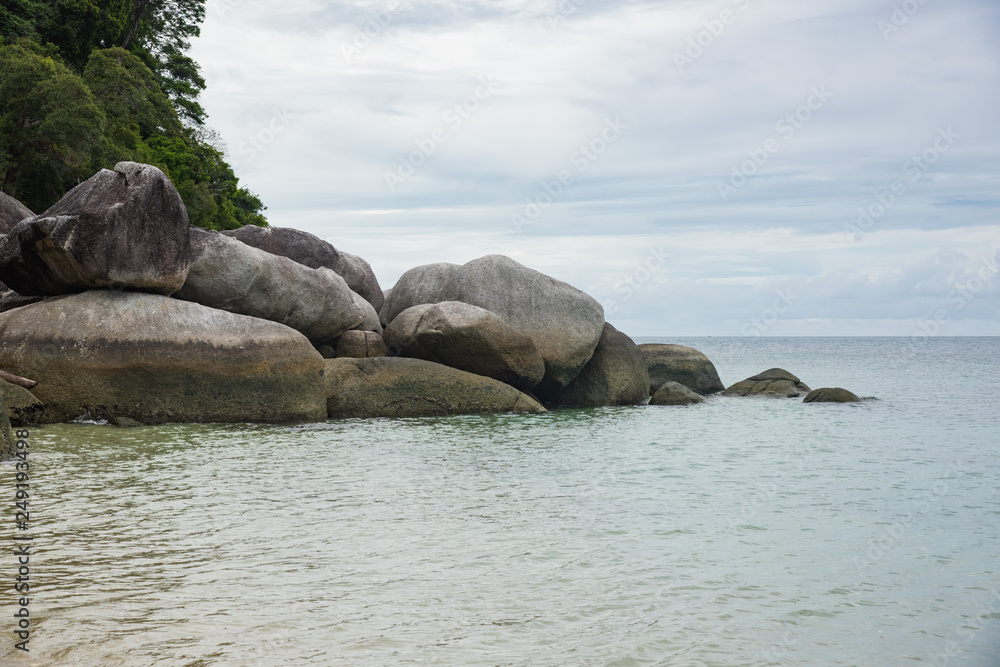 Boulders in the water