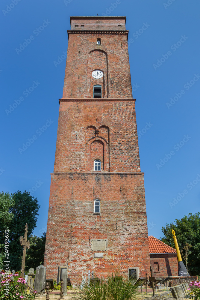 Historic lighthouse in the center of Borkum village, Germany