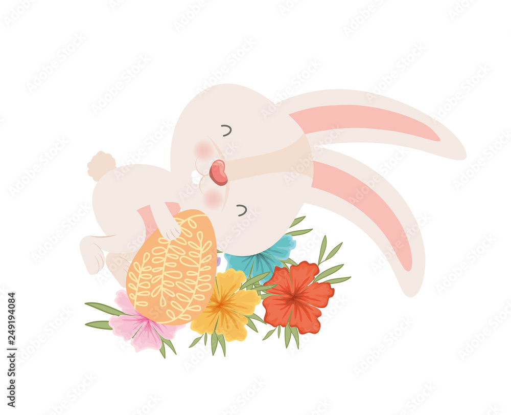 easter rabbit with egg isolated icon easter rabbit with egg isolated icon