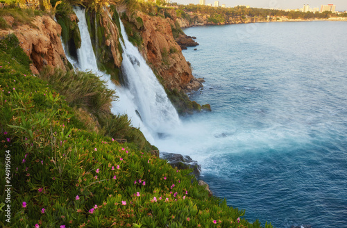 The picturesque Lower Duden Waterfall is one of the most scenic natural landmarks of the country, Antalya, Turkey.