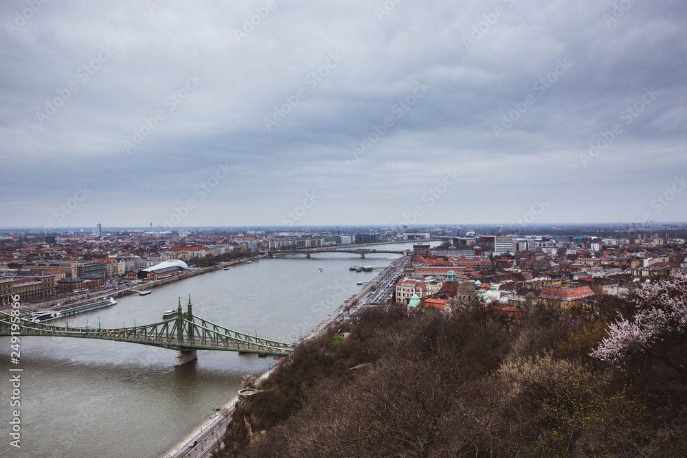 View of Budapest and the river Danube from the Citadella, Hungary