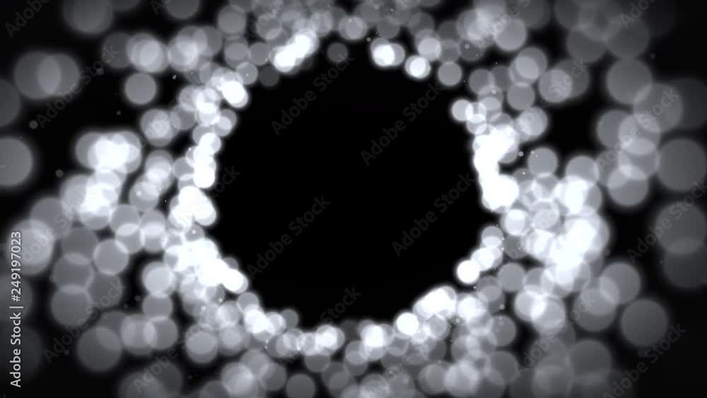 Beautiful abstract background with white particles moving towards the camera. Celebration and holiday background, funnel lights and shiny bokeh effect. 4k Beautiful abstract background with white particles moving towards the camera. Celebration and holiday background, funnel lights and shiny bokeh effect. 4k