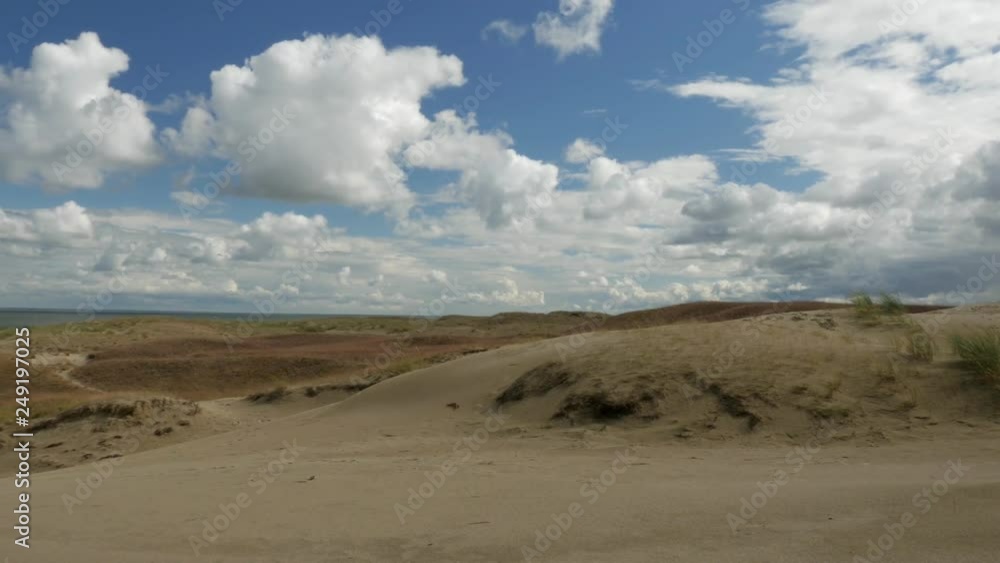 Sandy Dunes during daytime. Curonian Spit, Lithuania Panorama from right. Sandy Dunes during daytime. Curonian Spit, Lithuania Panorama from right.