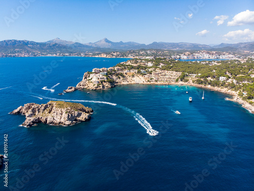 Spain, Baleares, Mallorca, Region Calvia, Aerial view of Islas Malgrats and Santa Ponca photo