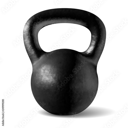 Vector realistic rough black kettlebell isolated on white background