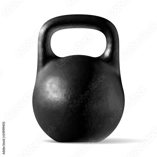 Vector realistic rough black kettlebell isolated on white background