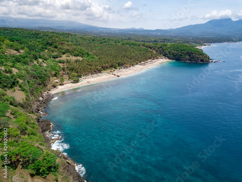 Indonesia, Bali, Karangasem, Aerial view of virgin beach photo