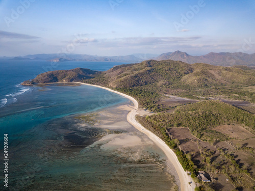 Indonesia, West Sumbawa, Aerial view of Jelengah beach, Scar reef surf beach photo