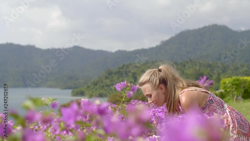 Girl in Pink Flowers photo