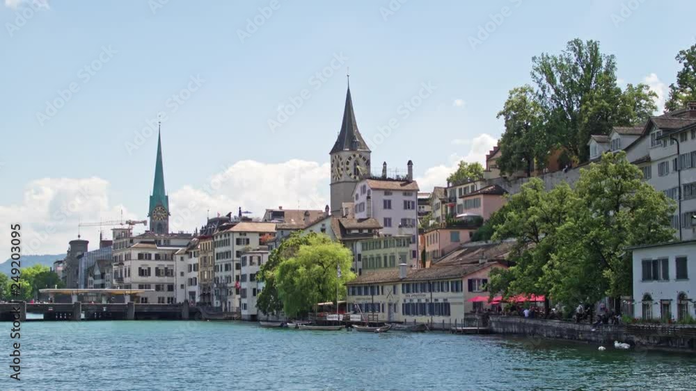 The embankment of the Limmat river and the part of old Zurich. The embankment of the Limmat river and the part of old Zurich.