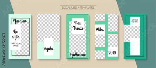 Editable Stories Minimal Vector Layout. Social Media Like and Share  Trends  Sale -50 Photo Frames Kit. Sale Insta Stories Layout