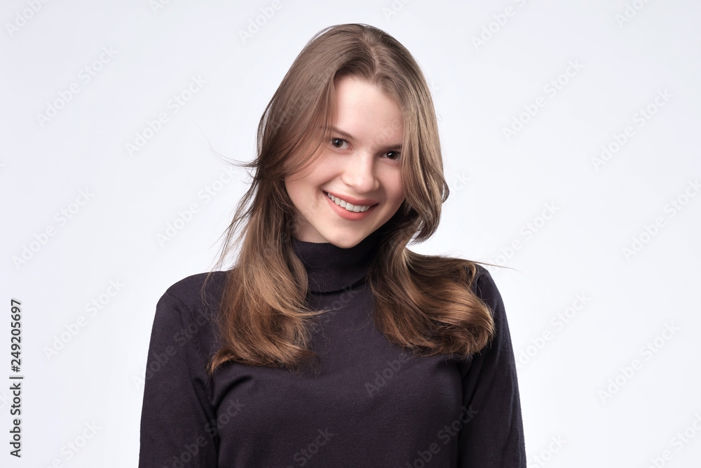 Young attractive girl whith long hair smiling Young attractive girl whith long hair smiling