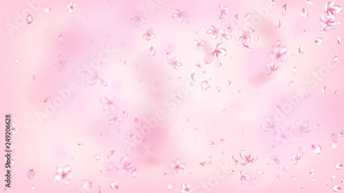 Nice Sakura Blossom Isolated Vector. Pastel Blowing 3d Petals Wedding Design. Japanese Gradient Flowers Illustration. Valentine, Mother's Day Tender Nice Sakura Blossom Isolated on Rose