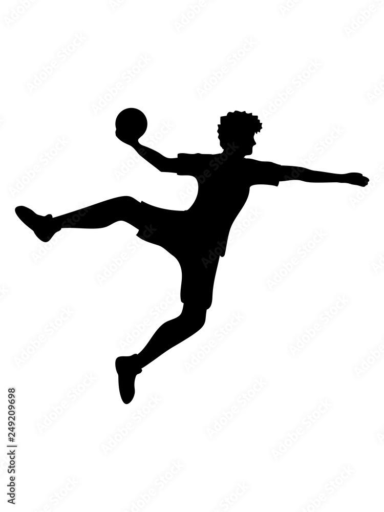 silhouette umriss handball ball werfen punkten springen einwurf verein fan team mannschaft clipart design mann junge spaß sport cool