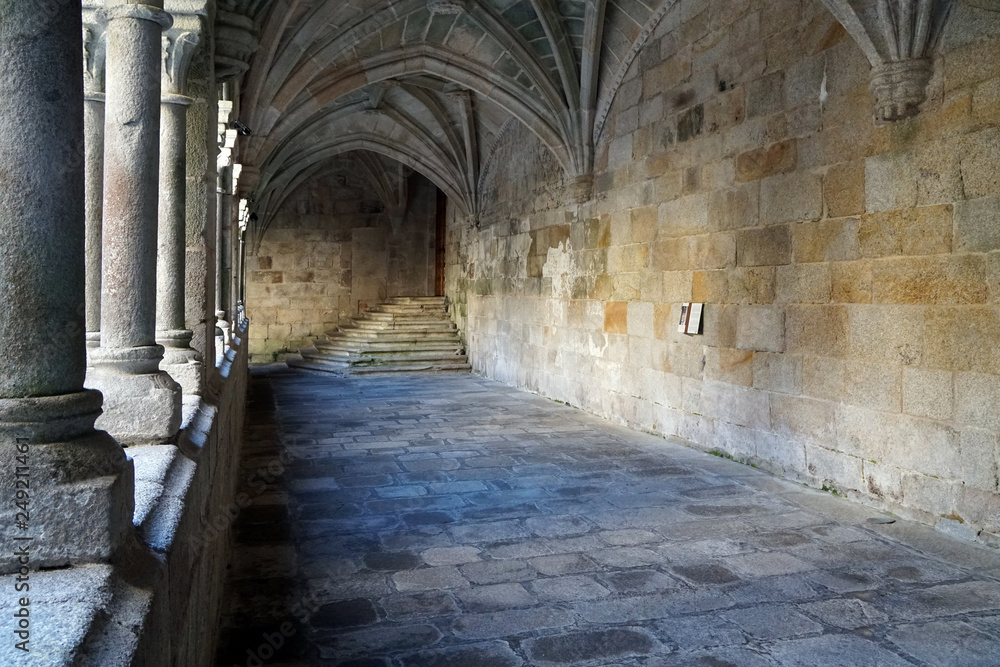 Inside San Estavo abbey, today a parador hotel in galicia, spain
