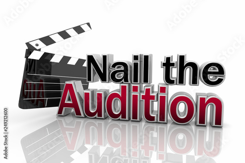 Картината върху платно Nail the Audition Movie Clapper Film Tryout 3d Illustration
