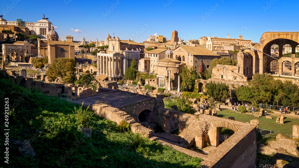 Ancient Architecture of the Roman Forum Ruins in Rome, Italy