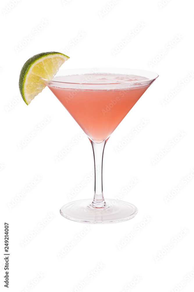 Refreshing Vodka Cosmopolitan Martini Cocktail on White