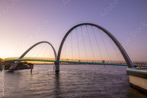 Elizabeth Quay Pedestrian Bridge in Perth at dusk