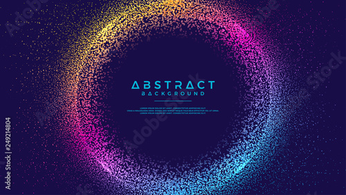 Dynamic abstract liquid flow particles background. Abstract particles circle background. Eps10 Vector background.