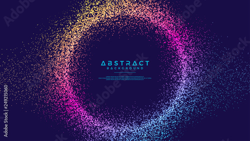 Dynamic abstract liquid flow particles background. Abstract particles circle background. Eps10 Vector background. photo