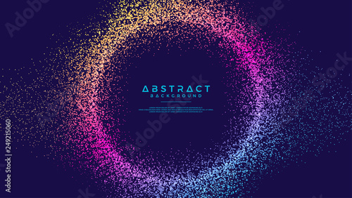 Dynamic abstract liquid flow particles background. Abstract particles circle background. Eps10 Vector background.