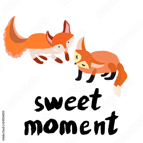 Cute ginger foxy cartoon character illustration.