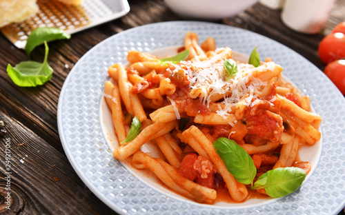 Italian style pasta with tomato sauce